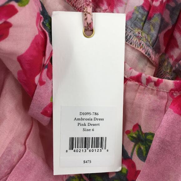 LoveShackFancy Ambrosia Pink Dress 6 Printed Broderie Anglaise Mini Dress - Picture 7 of 9